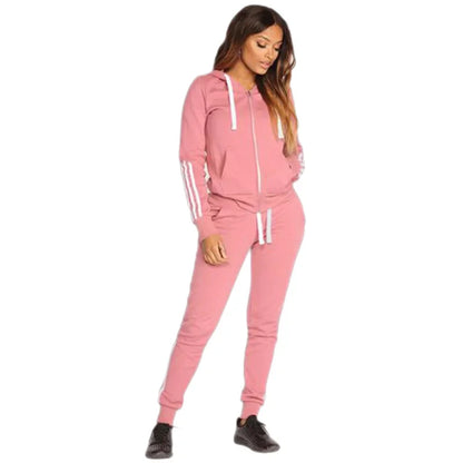 2024 Spring Autumn Women Sweatshirt Set Solid Color Casual Zipper Hoodies Daily Gym Jogging 2 Pieces Set  New Woman Pant Sets