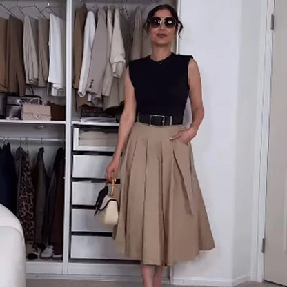 TRAF Womens Dresses 2025 Sleeveless Patchwork Long Dress Summer