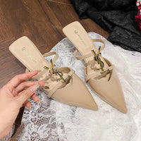 2025 Summer Luxury Women's Metal Decoration Pointed Stilettos Party