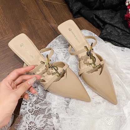 2025 Summer Luxury Women's Metal Decoration Pointed Stilettos Party