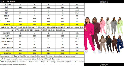 Women's Suit Fashionable Casual Loose Highly Elastic Sportswear Round Neck Solid Color Autumn Collection 2 Pieces Set For Woman