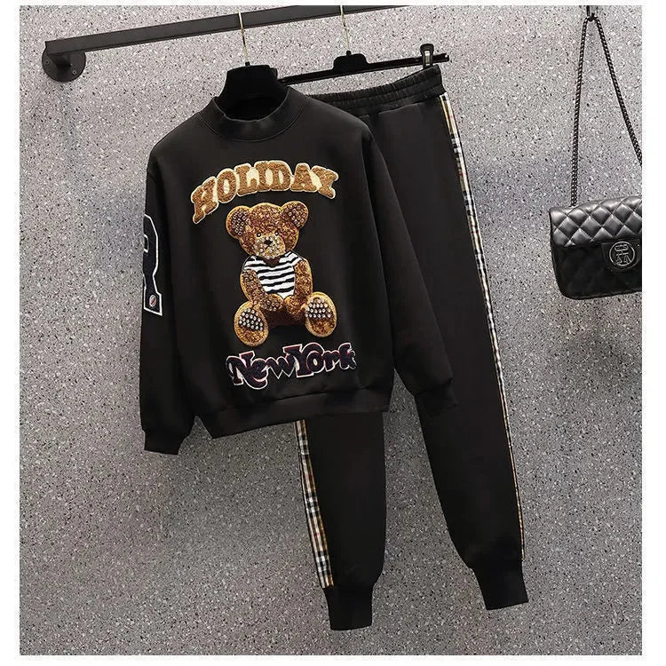 Women's Casual Fashion Plush Sweater Sweat Suits 2025 Spring And Autumn Winter New Temperament Matching Two Piece Sets For Women