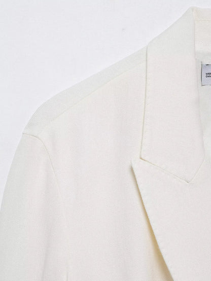 HH Women Spring Fashion Suits White Turn-Down Collar Long Sleeves Lace-Up Blazers+High Waist Zipper Long Pants Female Sets