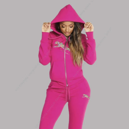 Women's Track Suit Aesthetic Hoodies Sweatshirts Sweatpants 2 Piece Set Zipper Cardigan High quality Sportwear Woman Pants Sets