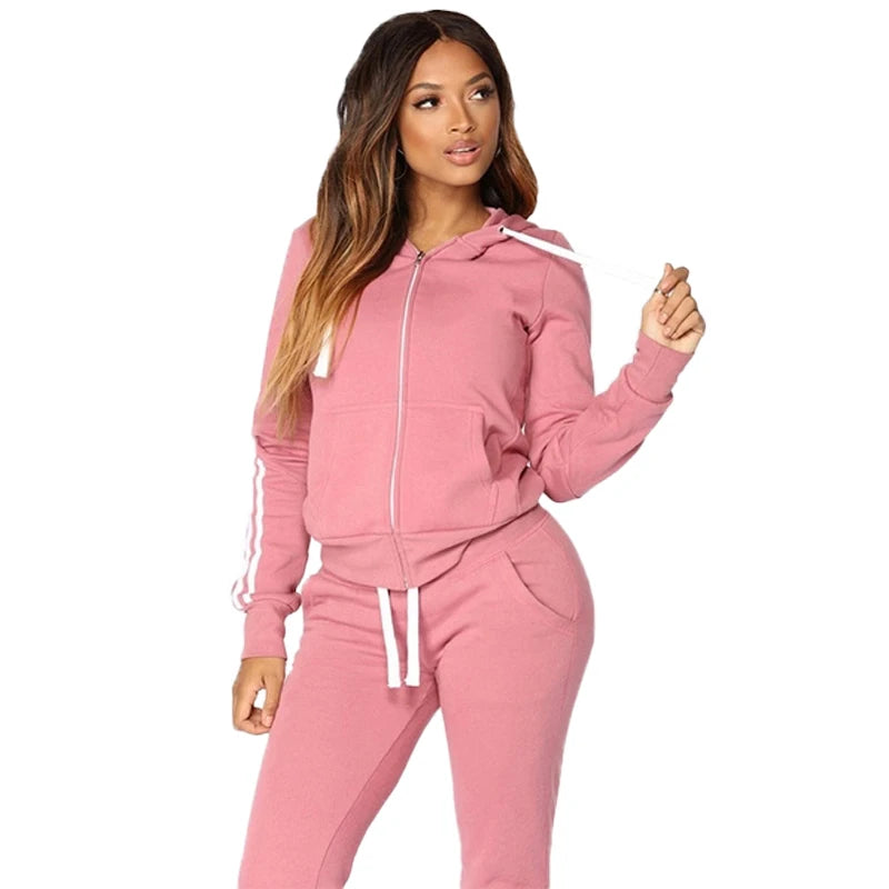 Fashion Women Track Suits Sports Wear Jogging Suits Ladies Hooded Tracksuit Set Clothes Hoodies+Sweatpants Sweat Suits