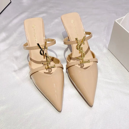 2025 Summer Luxury Women's Metal Decoration Pointed Stilettos Party