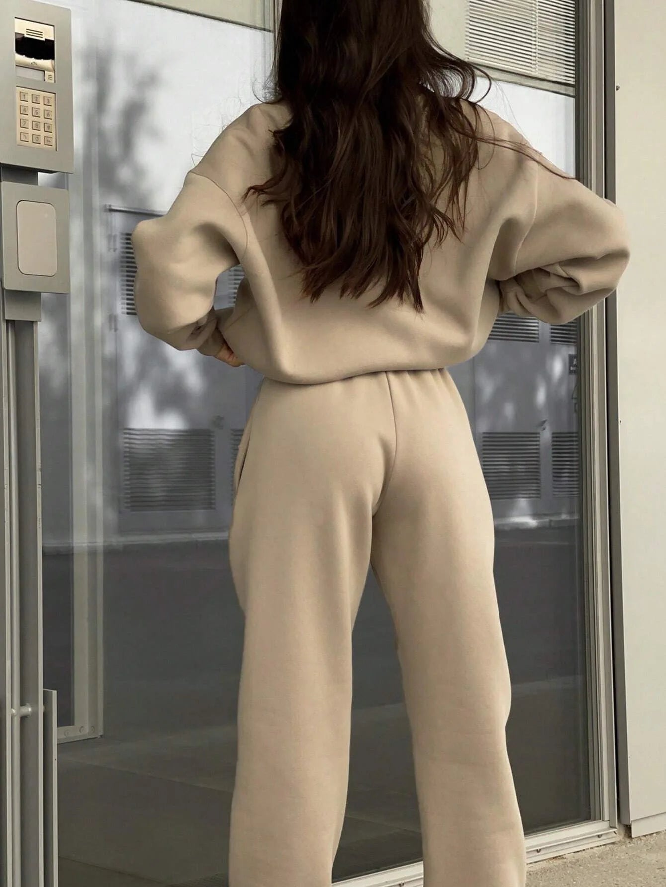 Casual Sweatshirt Long Sleeve Women's Suit Autumn Winter New Fashion Semi Zipper Loose Simple Sports Trousers 2piece Set Female