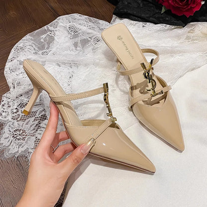2025 Summer Luxury Women's Metal Decoration Pointed Stilettos Party