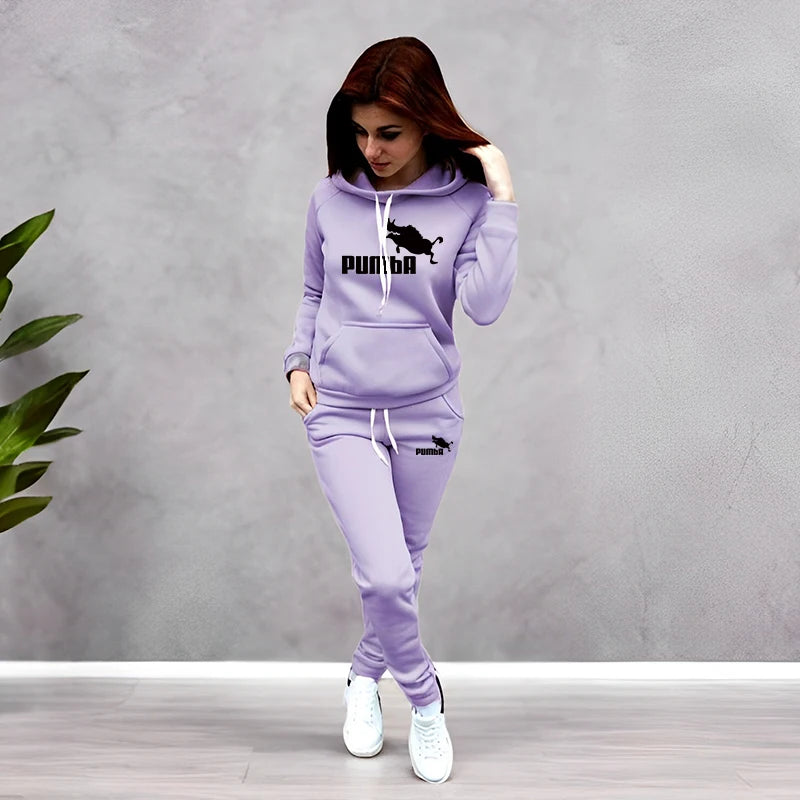 Women's Tracksuit Hooded Sweatshirts Sweatpants Autumn Winter Daily Casual Sporty Jogger Suit Female Home Outdoor Hoodie Outfits