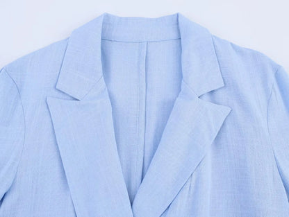 HH Women Casual Suit Solid Turn-Down Collar Long Sleeves Single-Breasted Blazers+Elastic Waist Pockets Pants Female Sets