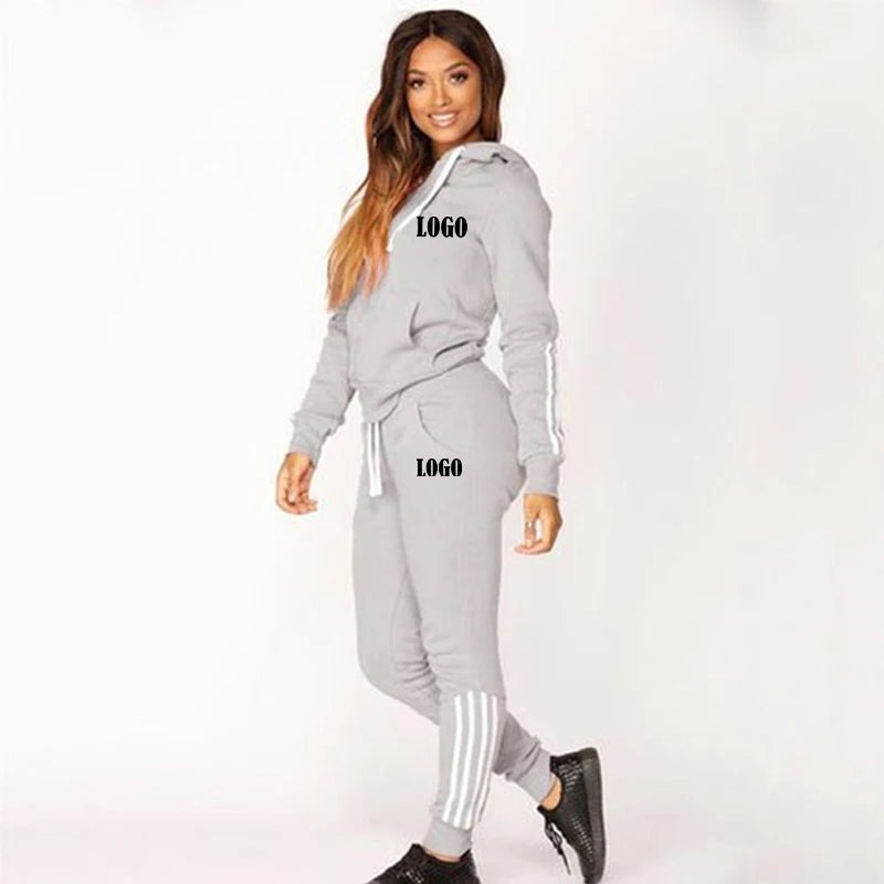 Customized Women Track Suits Sports Wear Jogging Suits Ladies Hooded Tracksuit Set Clothes Hoodies+Sweatpants Sweat Suits