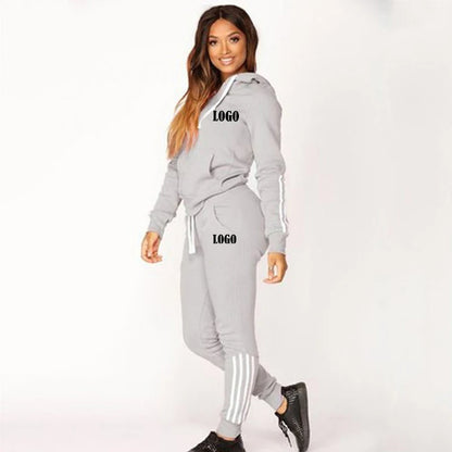 Customized Women Track Suits Sports Wear Jogging Suits Ladies Hooded Tracksuit Set Clothes Hoodies+Sweatpants Sweat Suits