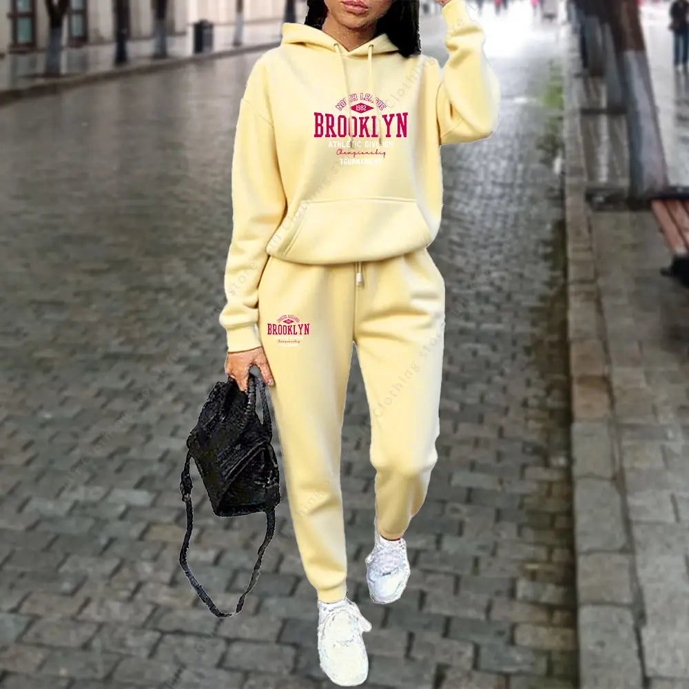 Women's Sets Autumn Winter Hoodies Pants 2pcs Suit Sports Jogging Outfits Letter Print Aesthetic Clothes Women Tracksuit 2025