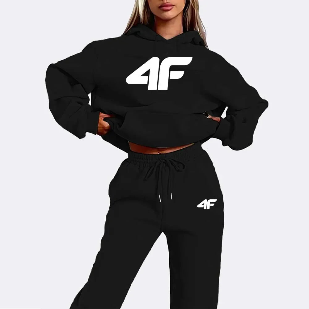 2025 women's sports suit hooded sweatshirt+sports pants 2-piece set casual jogging suit sportswear men's street style set