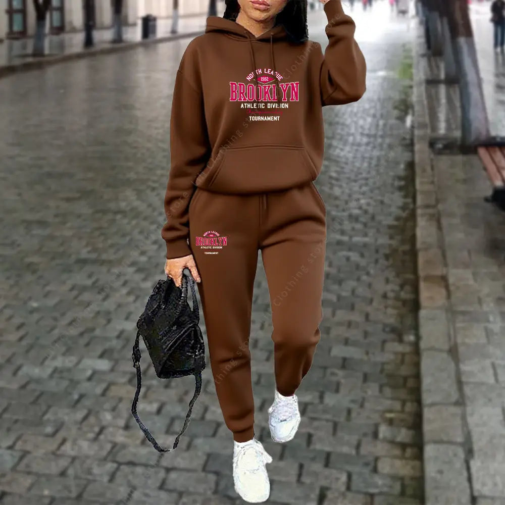 Women's Sets Autumn Winter Hoodies Pants 2pcs Suit Sports Jogging Outfits Letter Print Aesthetic Clothes Women Tracksuit 2025