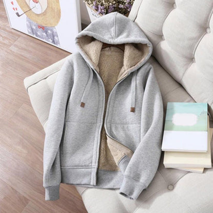 Women's Sweatshirt Pants Suit Autumn and Winter Warm Long-sleeved Fleece Thick Hoodie Coat Jogger Pants Sportswear Two-piece Set