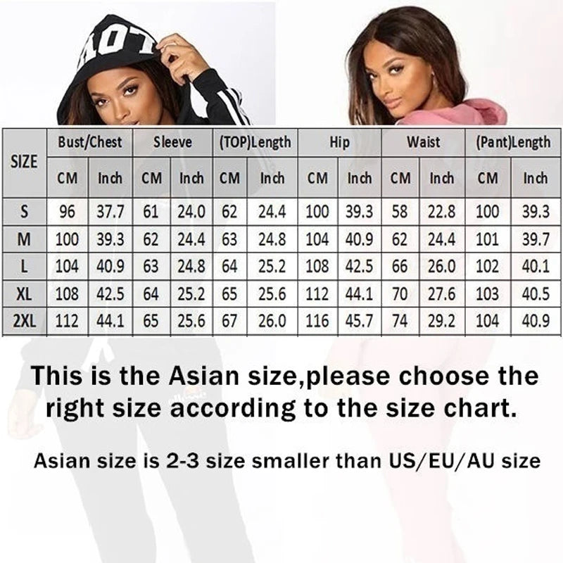 Customized Women Track Suits Sports Wear Jogging Suits Ladies Hooded Tracksuit Set Clothes Hoodies+Sweatpants Sweat Suits