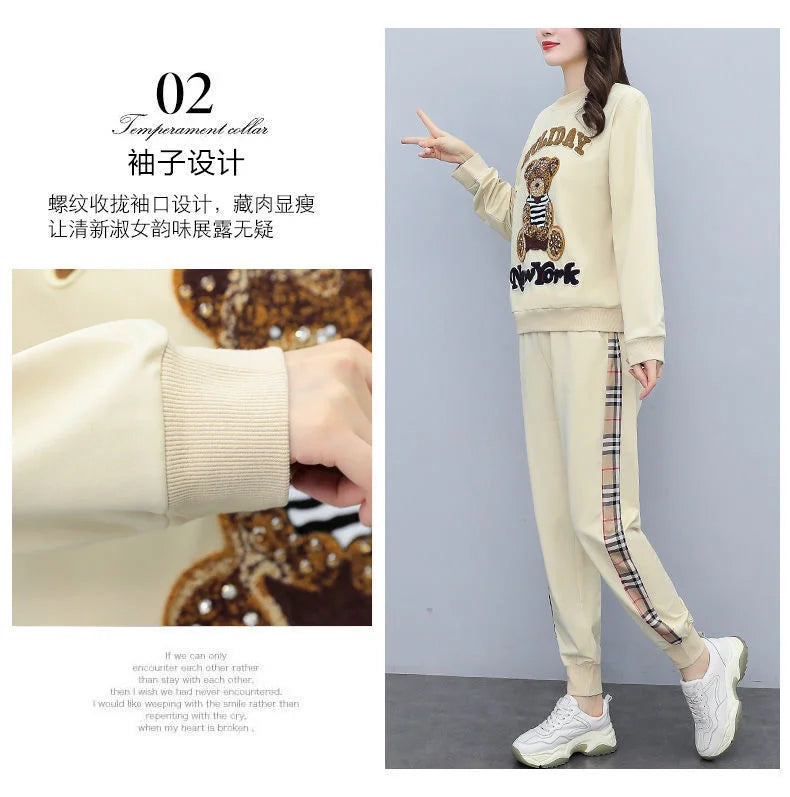 Women's Casual Fashion Plush Sweater Sweat Suits 2025 Spring And Autumn Winter New Temperament Matching Two Piece Sets For Women