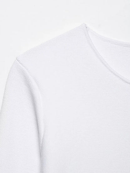 Women's Fashion Elegant Skirt Suit Round Neck Long Sleeve Knitted Sweater Top Elastic Waist Mini Skirt Female Spring Summer New