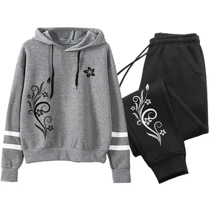 Women Tracksuit Daily Outdoor Autumn Winter Quality Hoodies Casual Single Piece Stripe Sweatshirt and Sweatpants Comfort Jogging