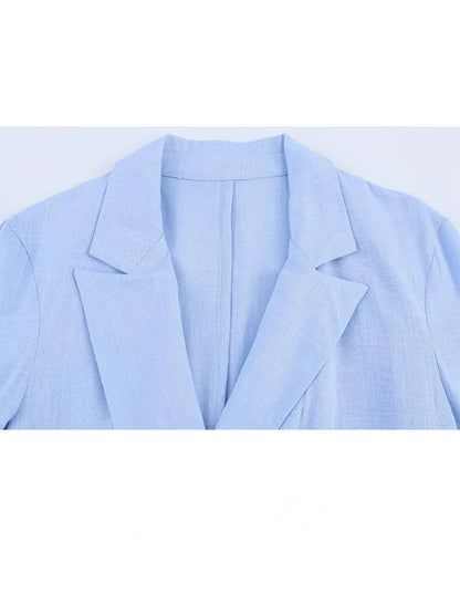 HH Women Casual Suit Solid Turn-Down Collar Long Sleeves Single-Breasted Blazers+Elastic Waist Pockets Pants Female Sets