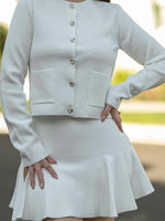 Women's Fashion Elegant Skirt Suit Round Neck Long Sleeve Knitted Sweater Top Elastic Waist Mini Skirt Female Spring Summer New