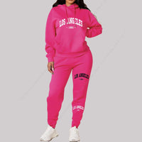 Women Sets Hoodies Pants 2 Piece Outfits Aesthetic Sportswear Sweatsuit Los Angeles Letter Print Suit Ladies Tracksuit Plus Size