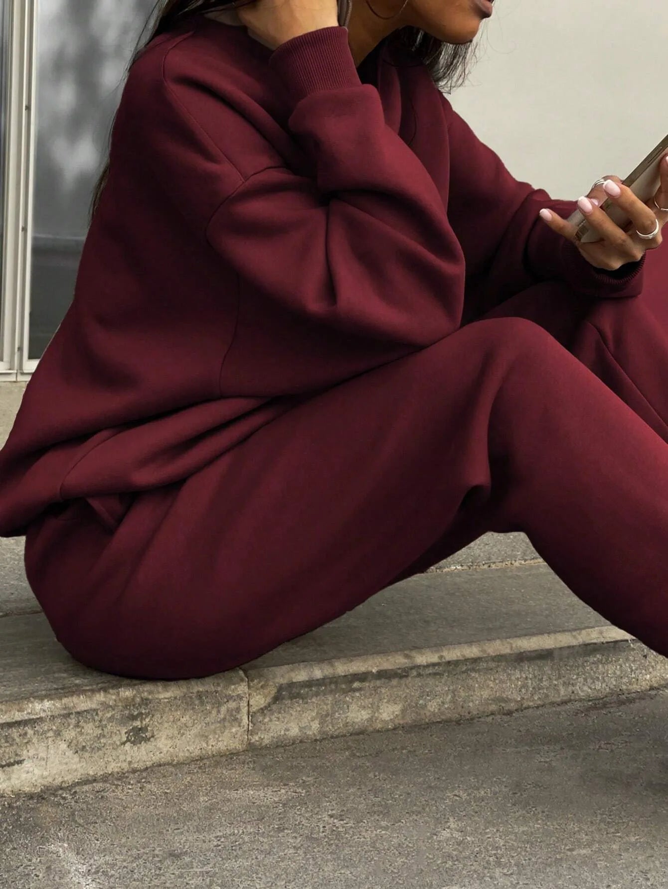 Casual Sweatshirt Long Sleeve Women's Suit Autumn Winter New Fashion Semi Zipper Loose Simple Sports Trousers 2piece Set Female