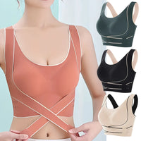 Sports Bra Front Adjustable Buckle Wireless Padded Comfy Gym Yoga