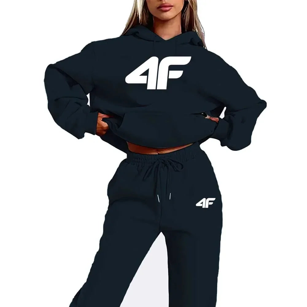 2025 women's sports suit hooded sweatshirt+sports pants 2-piece set casual jogging suit sportswear men's street style set