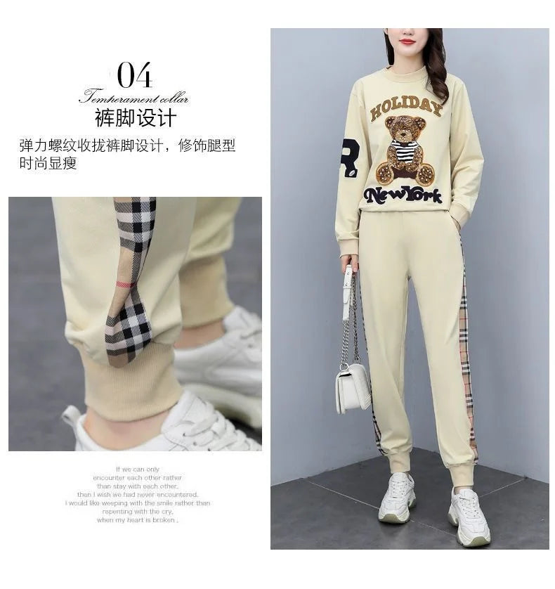 Women's Casual Fashion Plush Sweater Sweat Suits 2025 Spring And Autumn Winter New Temperament Matching Two Piece Sets For Women