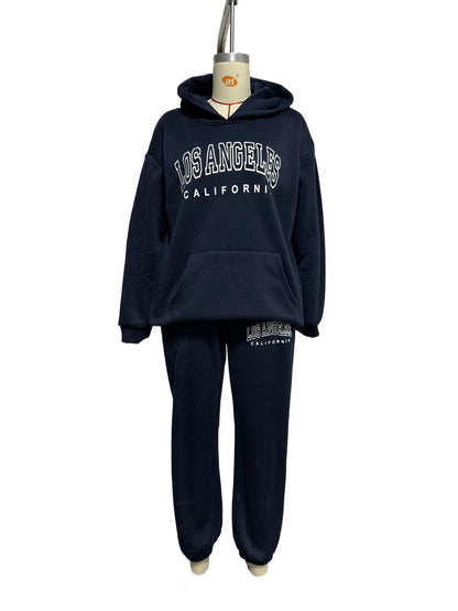 Women's Hoodies Two Pieces Sets Fashion Letter Print Pullover Sweatpants 2Pieces Set Sweatshirts Trousers Suit For Women Hooded