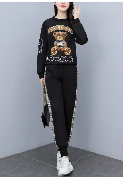 Women's Casual Fashion Plush Sweater Sweat Suits 2025 Spring And Autumn Winter New Temperament Matching Two Piece Sets For Women