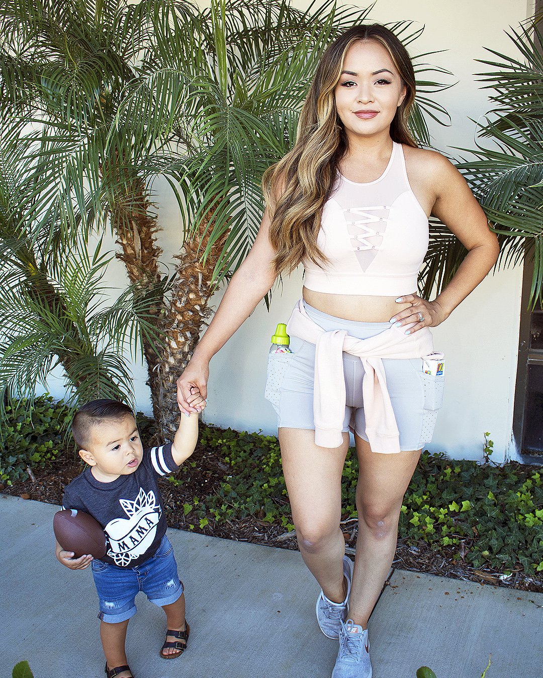 High Waist Shorts with Pockets - Ice Gray