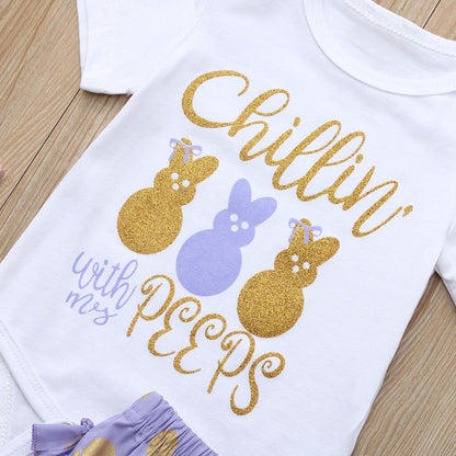 Summer Cute Infant Baby Girls Cartoon Letter