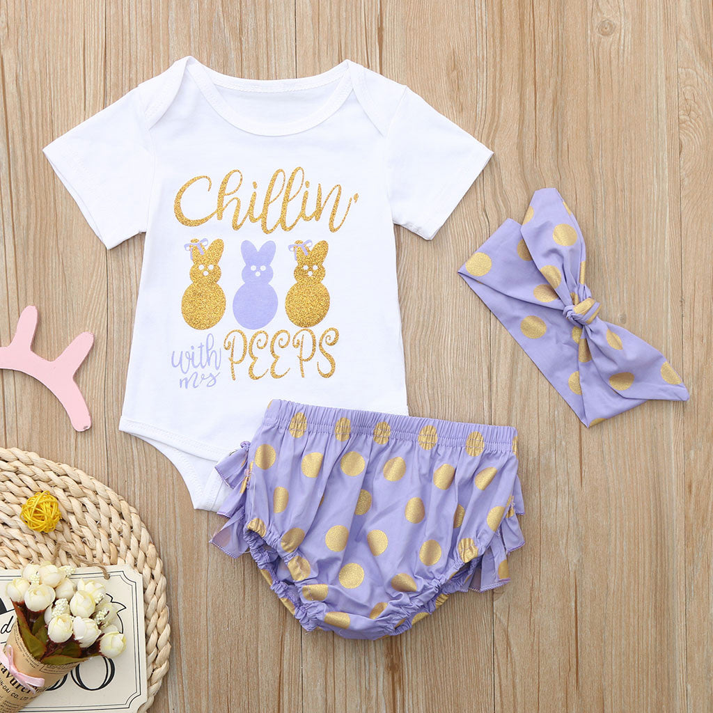 Summer Cute Infant Baby Girls Cartoon Letter