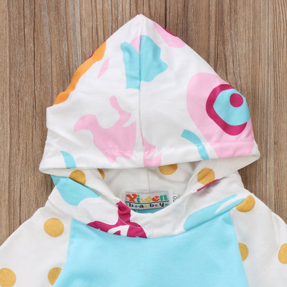 Super Cute Bbaies Patchwork Hooded Clothing Set