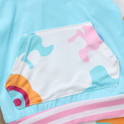 Super Cute Bbaies Patchwork Hooded Clothing Set