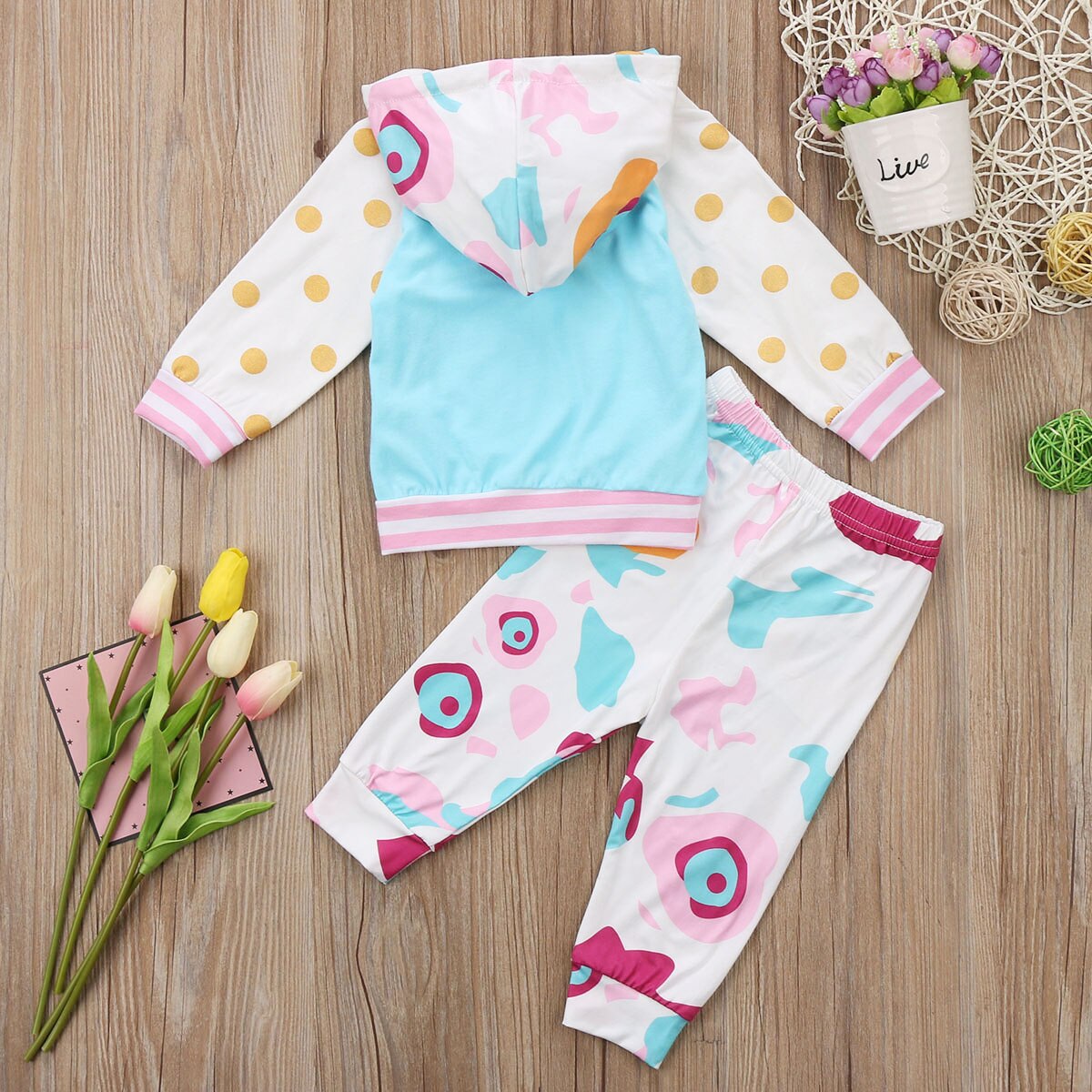 Super Cute Bbaies Patchwork Hooded Clothing Set