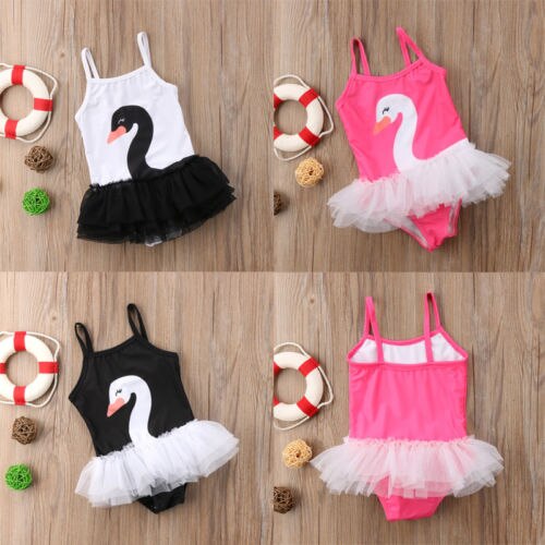 Toddler Baby Girl Swan One piece Swimsuit Babies