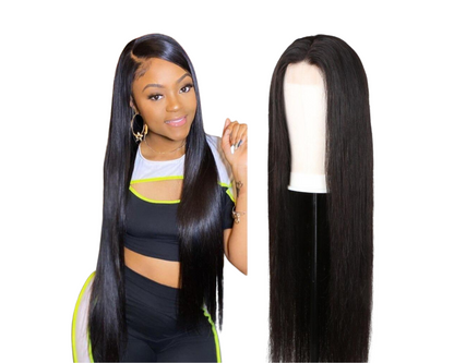 180% Density Full 4x4 Transparent Lace Front Straight Human Hair Wigs