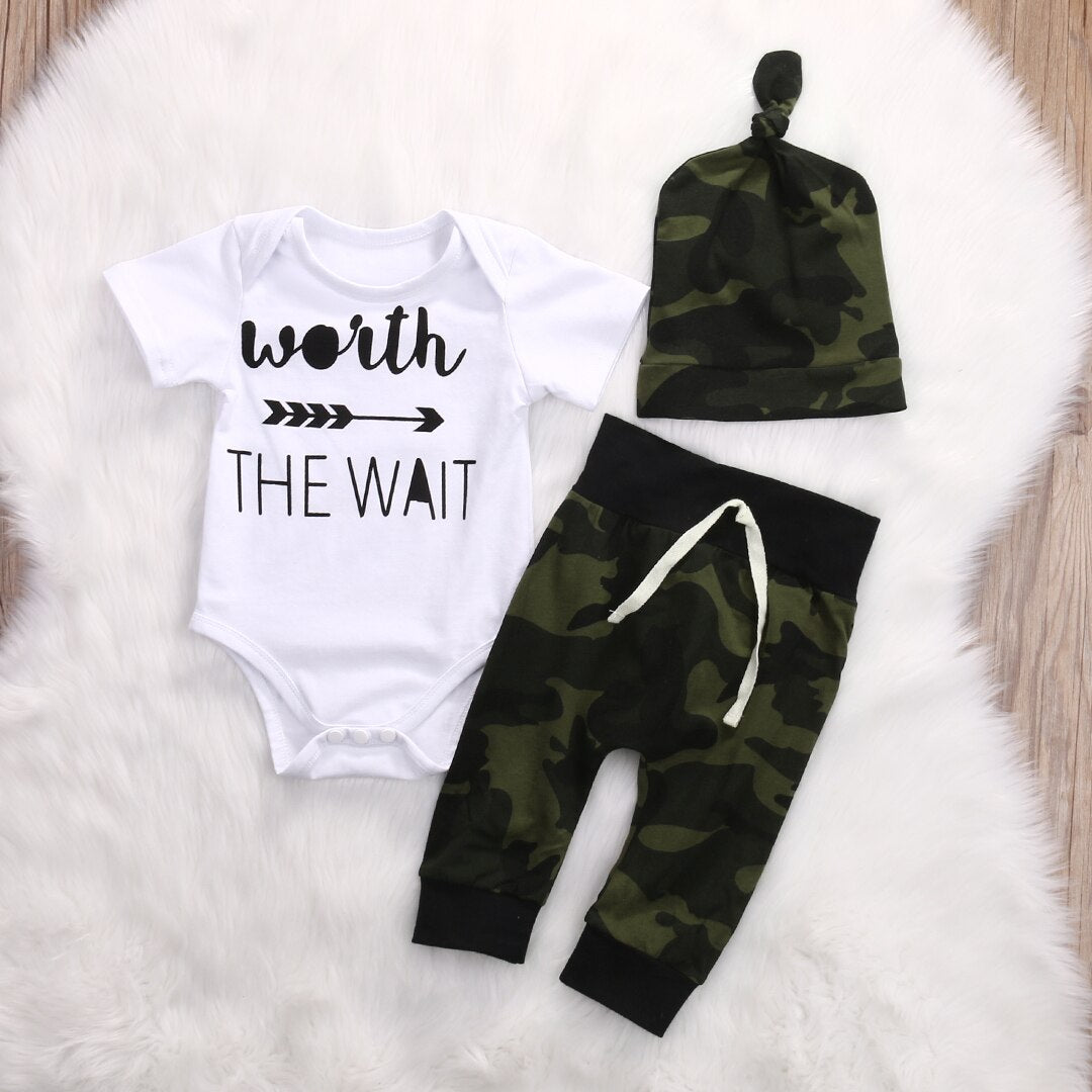 Worth The Wait Newborn Babies letter Clothing Set
