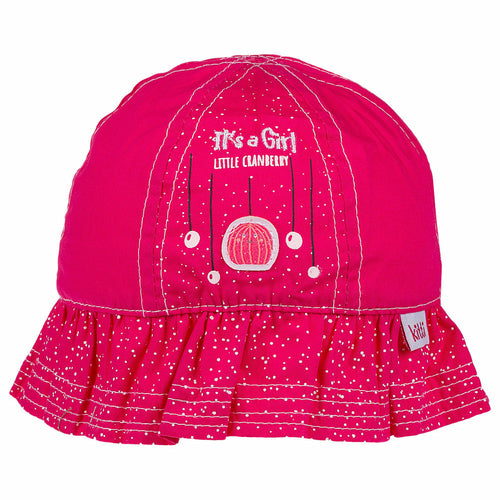 Infant Bucket Hat, It's A Girl Cranberry Cotton Printed Babies Hat,