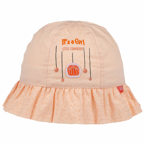 Infant Bucket Hat, It's A Girl Cranberry Cotton Printed Babies Hat,