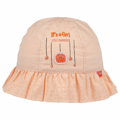 Infant Bucket Hat, It's A Girl Cranberry Cotton Printed Babies Hat,