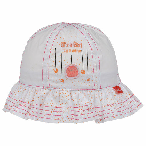 Infant Bucket Hat, It's A Girl Cranberry Cotton Printed Babies Hat,