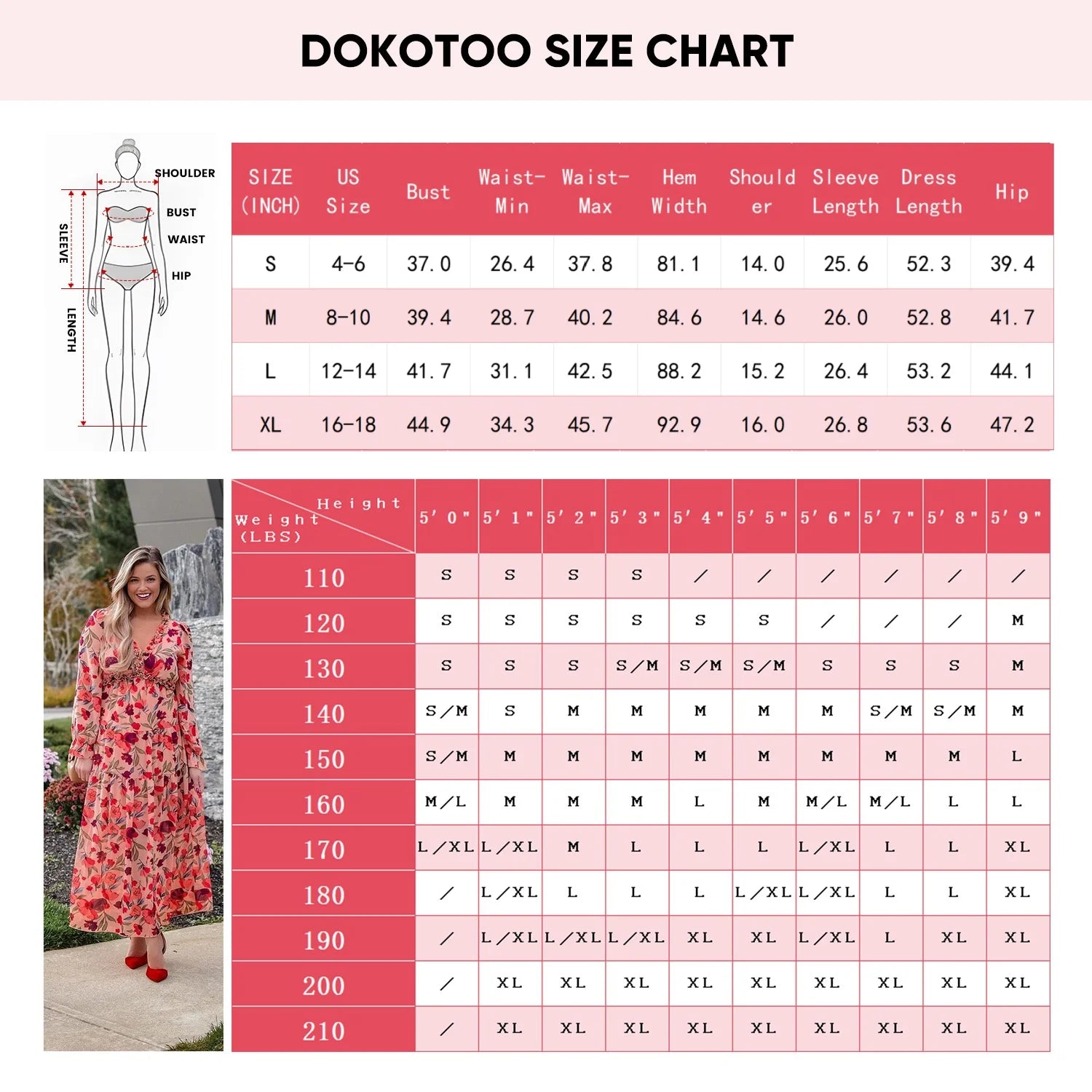 Women'S Red Floral Maxi Dresses Casual Deep V Neck Long Sleeve Evening Dress Cocktail Party Dress for Women, US 8-10(M)