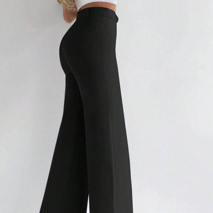Women Solid Color High Waist Slim Fit Flared Suit Pants
