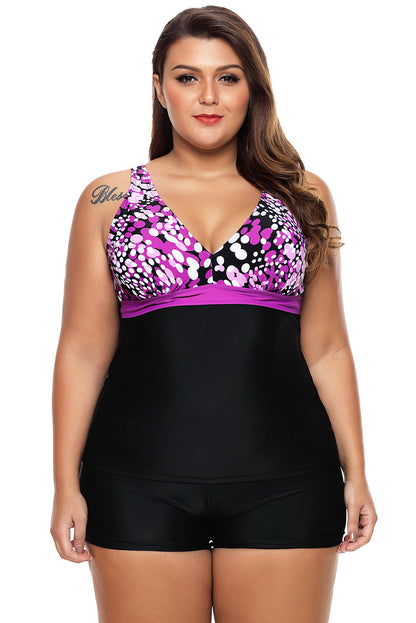 Purple White Spots 2pcs Tankini Bathing Suit