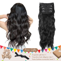Clip-In Hair Extensions Long Straight Wavy Synthetic Wigs, Perfect